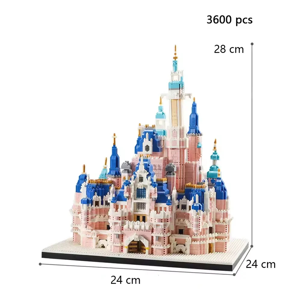 Blocos de Montar Castelo Rosa Criativo Construa Fantasia e Diversão com Luzes