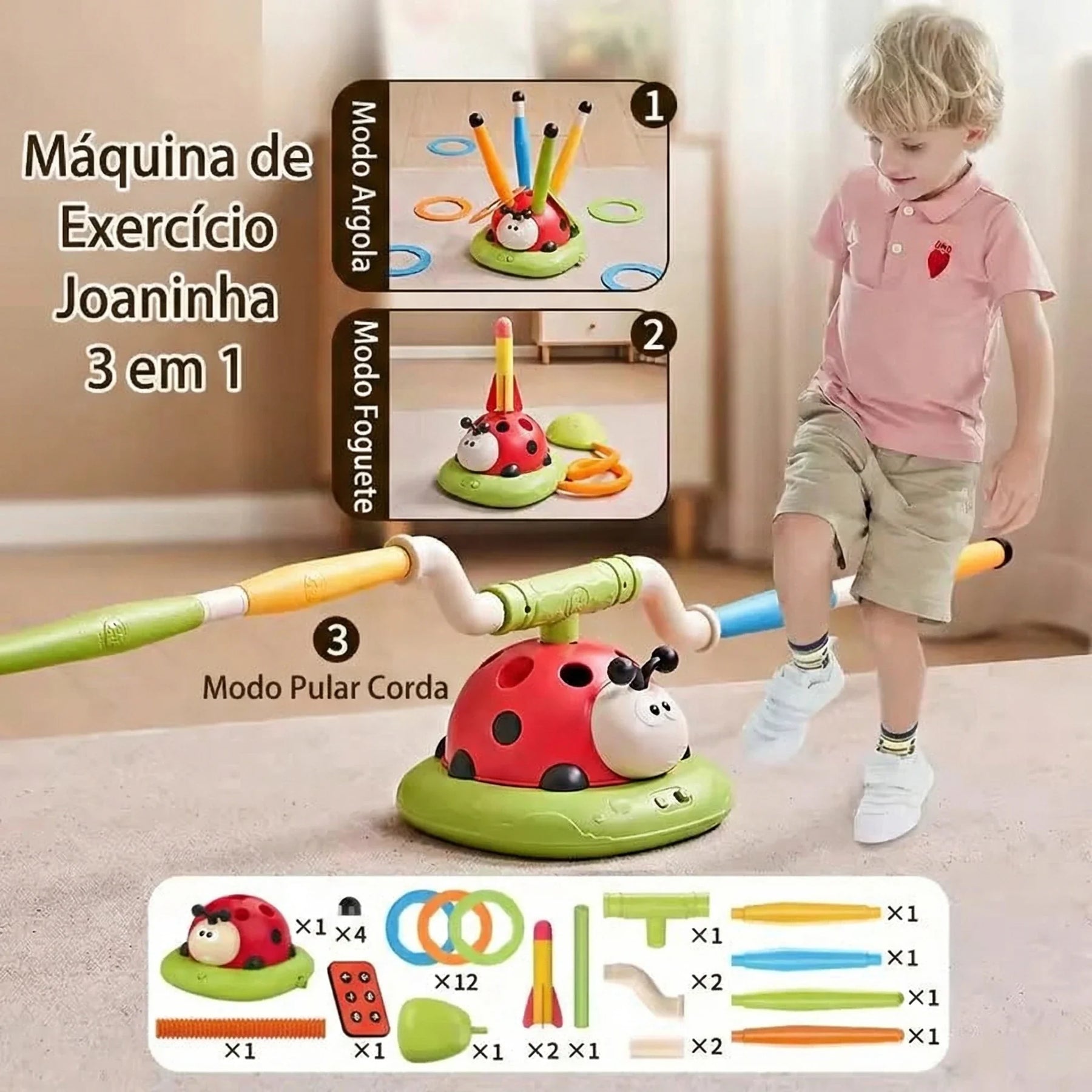 Brinquedo Educativo Joaninha Multifuncional Desenvolvimento Criativo